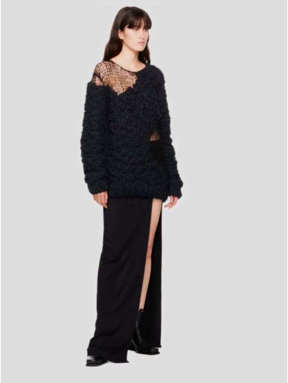 Black Sweater with Hollow Out Stitching at Shoulder and Waist Sz Lg
